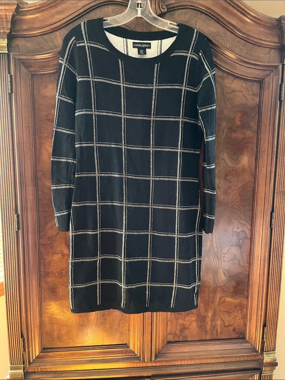 Cynthia Rowley Black Dress with White Windowpane Check